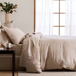 CB2 Linen King Duvet Cover European Flax Natural Beige OEKO-TEX Certified
